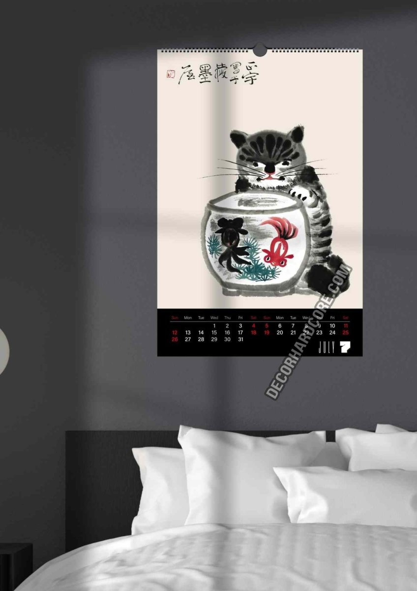 Cats by Zhang Zhengyu Wall Calendar 2026 - DecorhardcorePrint Material