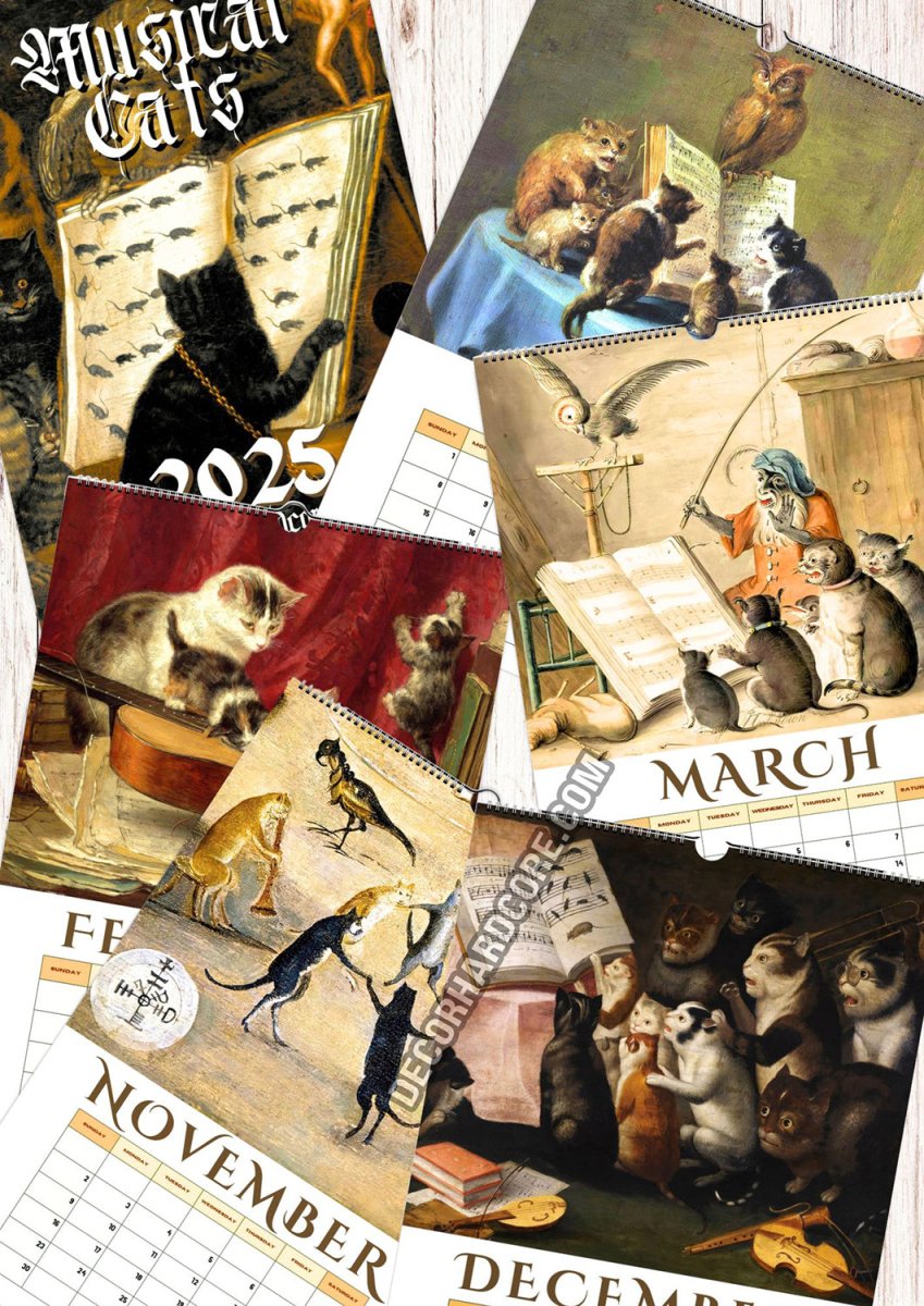 2025 Musical Cats Wall Calendar - DecorhardcorePrint Material