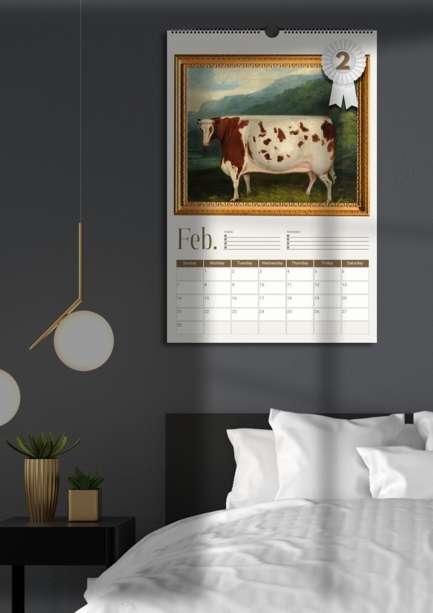 2027 Prize Cows in Primitive Paintings Wall Calendar. - DecorhardcorePrint Material