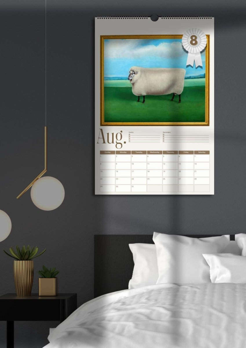 2027 Prize Sheep in Primitive Paintings Wall Calendar - DecorhardcorePrint Material