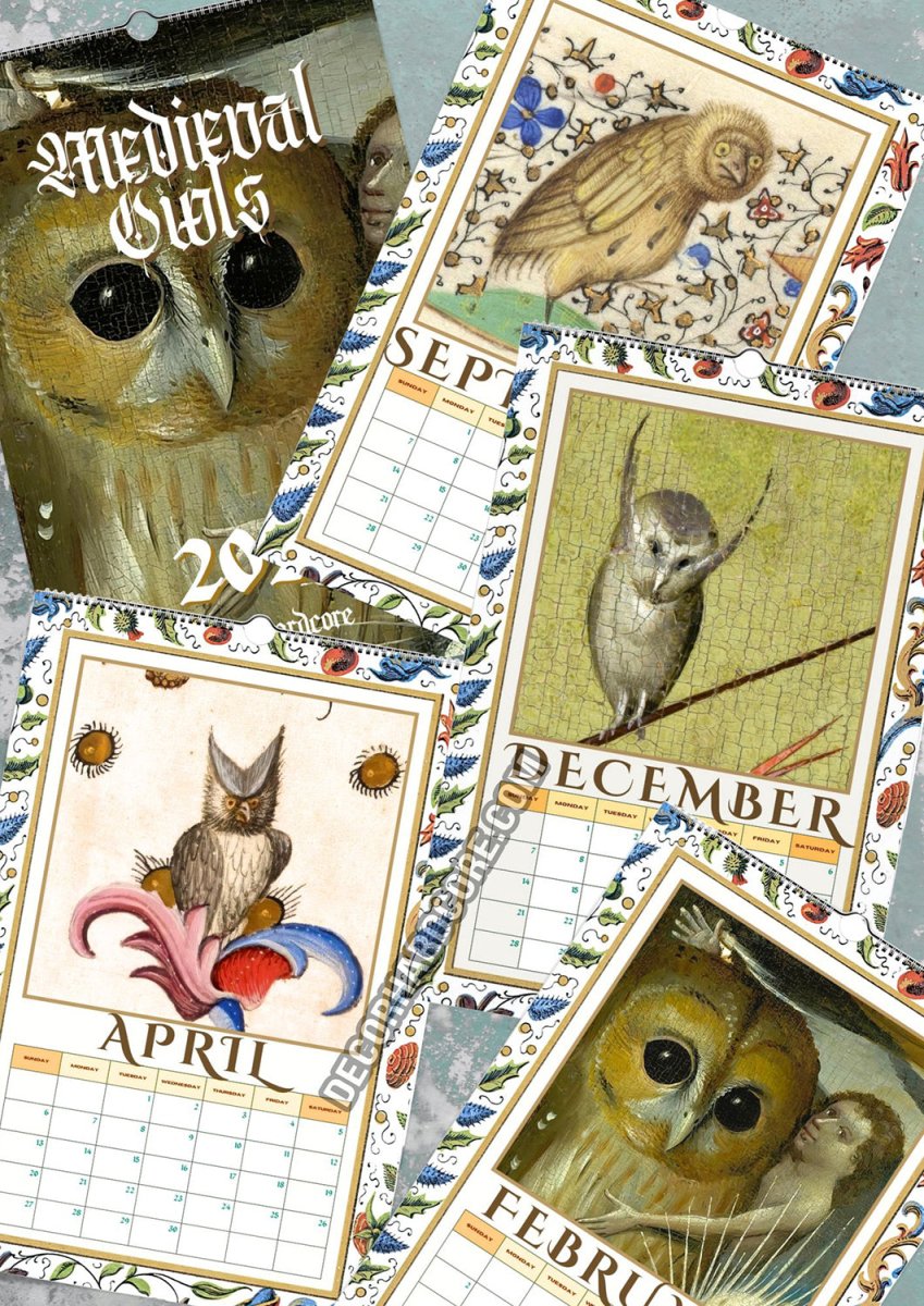 2025 Medieval Owls Calendar - DecorhardcorePrint Material