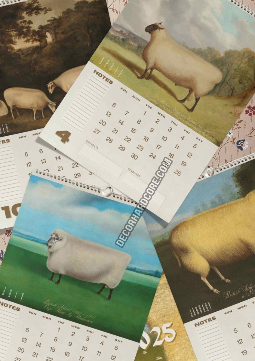 2025 Prize Sheep in Primitive Paintings Wall Calendar - DecorhardcorePrint Material