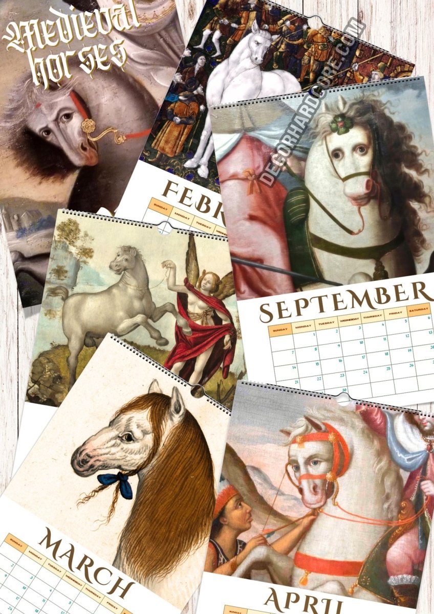 2025 Medieval Horses Wall Calendar - DecorhardcorePrint Material