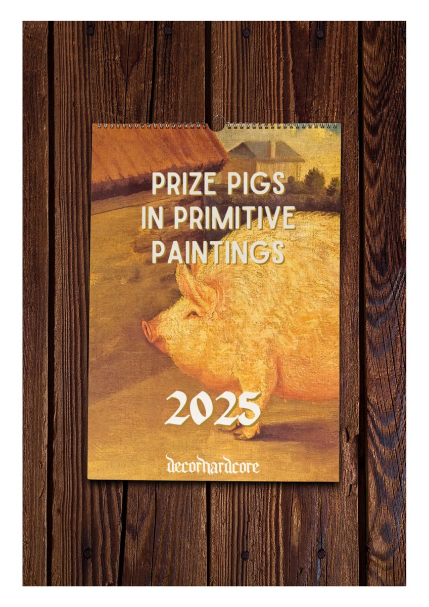 2025 Prize Pigs in Primitive Paintings Wall Calendar - DecorhardcorePrint Material