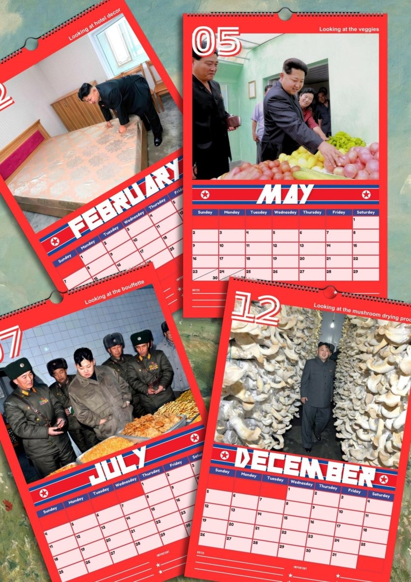 2027 Kim Jong Un Looking at Stuff Wall Calendar - DecorhardcorePrint Material