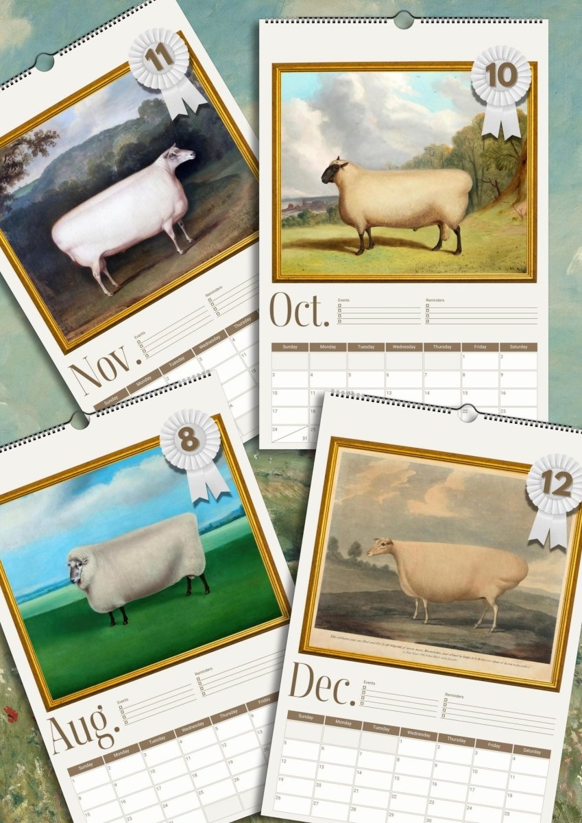 2027 Prize Sheep in Primitive Paintings Wall Calendar - DecorhardcorePrint Material