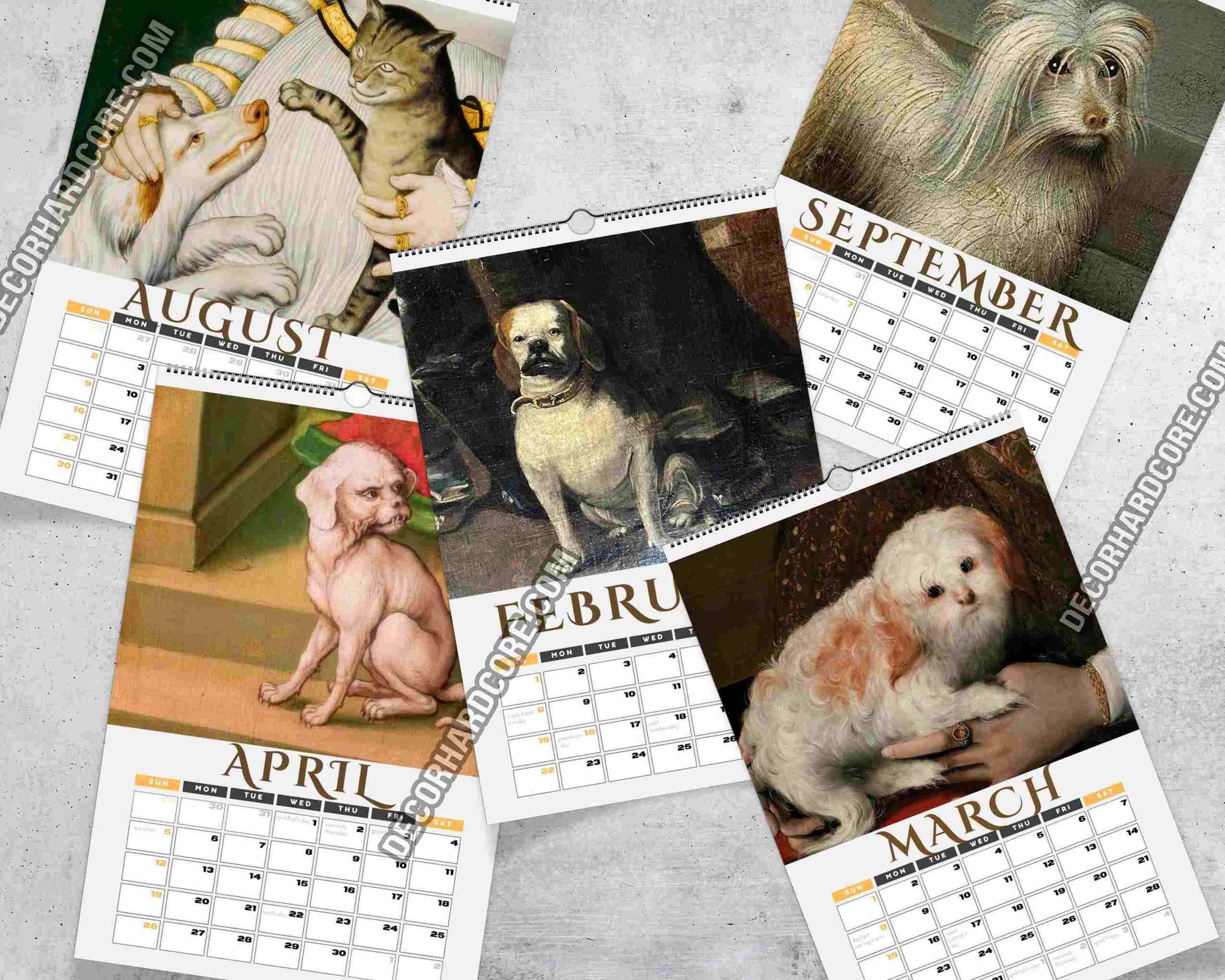 2026 Medieval Dogs Wall Calendar - DecorhardcorePrint Material