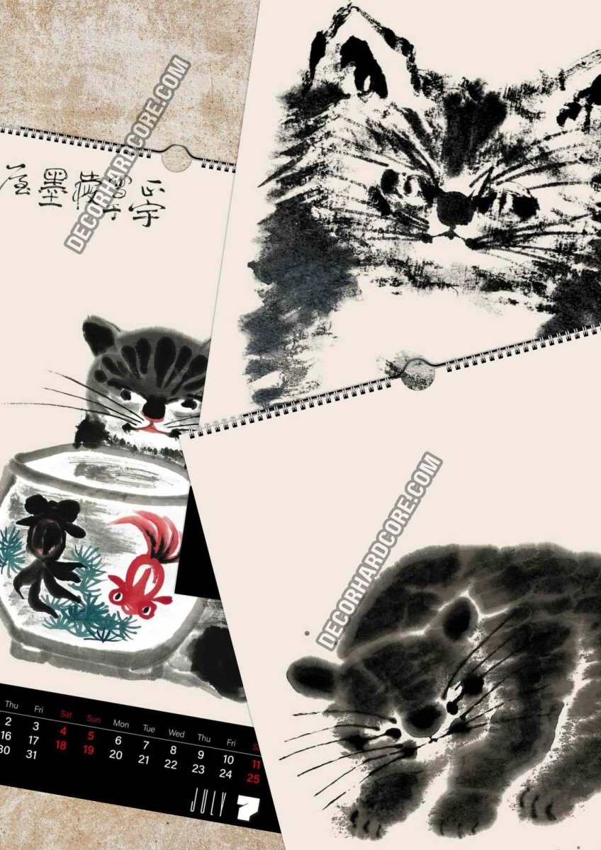 Cats by Zhang Zhengyu Wall Calendar 2026 - DecorhardcorePrint Material