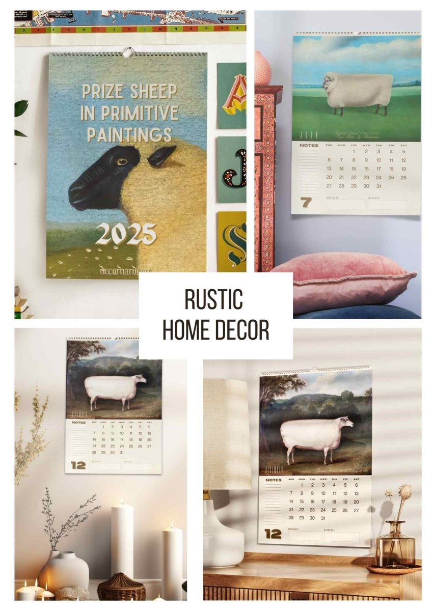 2025 Prize Sheep in Primitive Paintings Wall Calendar - DecorhardcorePrint Material