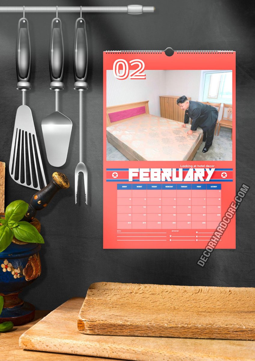 2025 Kim Jong Un Looking at Stuff Wall Calendar - DecorhardcorePrint Material