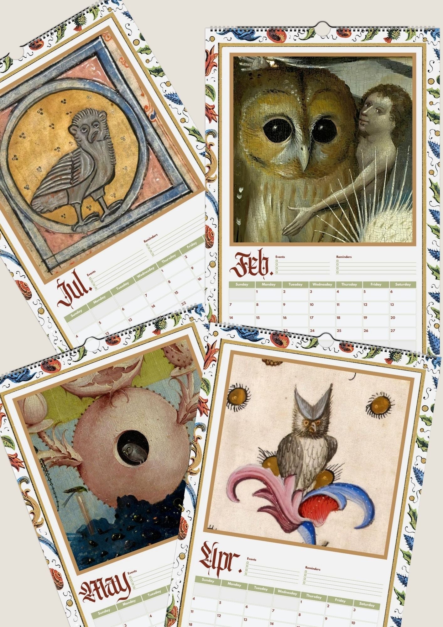 2027 Medieval Frogs Calendar, Funny Illuminated Manuscript Bird Art Planner, Creepy Marginalia oddities & curiosities Novelty Gift