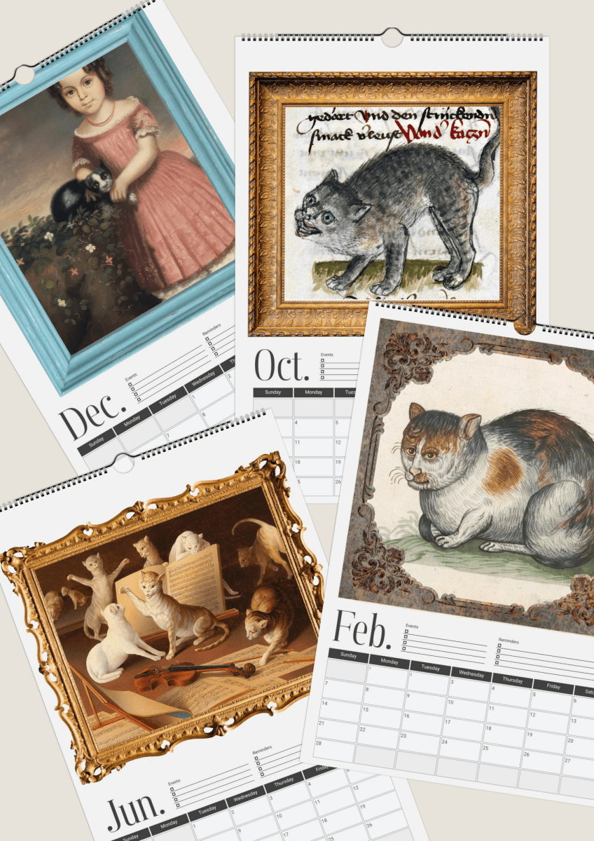 2027 Ugly Cats In Renaissance Paintings Wall Calendar - DecorhardcorePrint Material