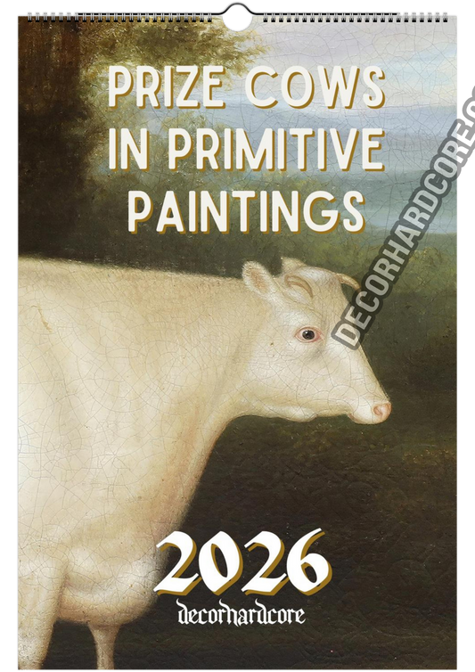 2026 Prize Cows in Primitive Paintings Wall Calendar