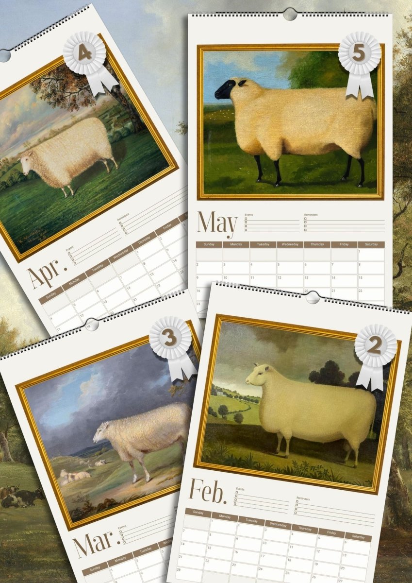 2027 Prize Sheep in Primitive Paintings Wall Calendar - DecorhardcorePrint Material