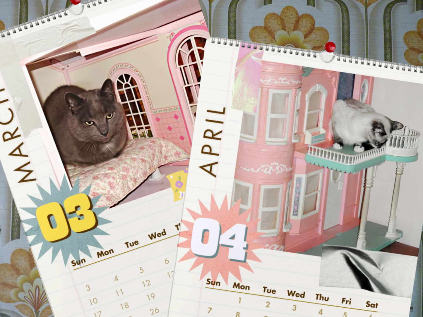 Cats in Dollhouses 2024 Wall Calendar