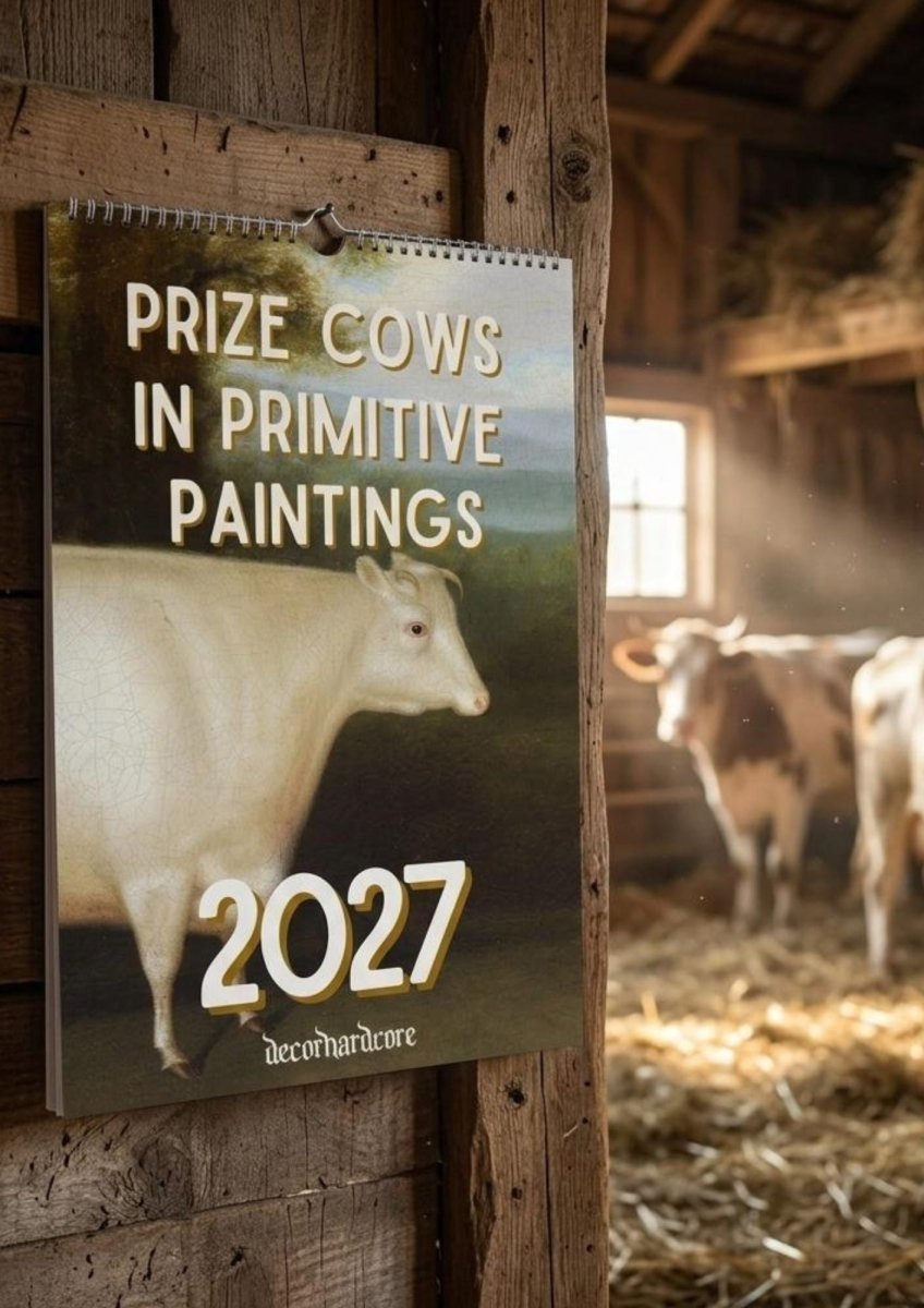 2027 Prize Cows in Primitive Paintings Wall Calendar. - DecorhardcorePrint Material