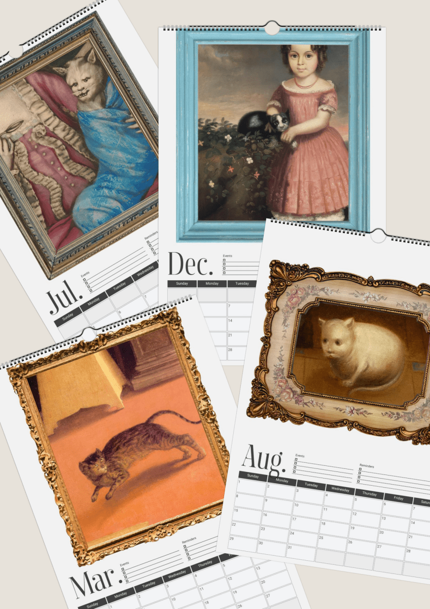 2027 Ugly Cats In Renaissance Paintings Wall Calendar - DecorhardcorePrint Material