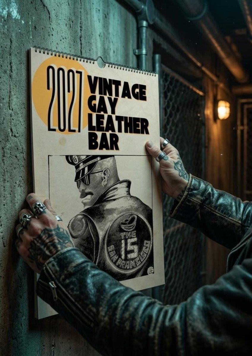 2027 Vintage Gay Leather Bars Wall Calendar - DecorhardcorePrint Material
