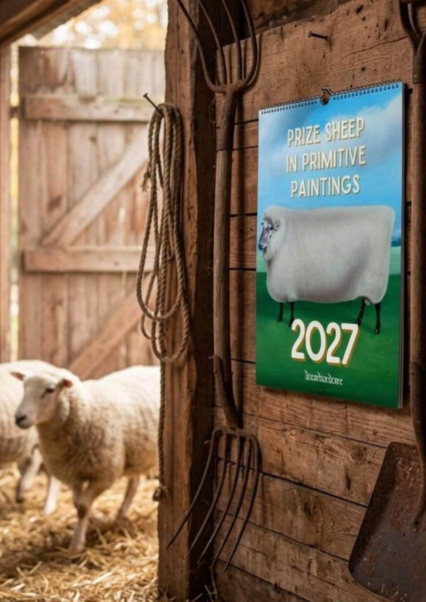 2027 Prize Sheep in Primitive Paintings Wall Calendar - DecorhardcorePrint Material