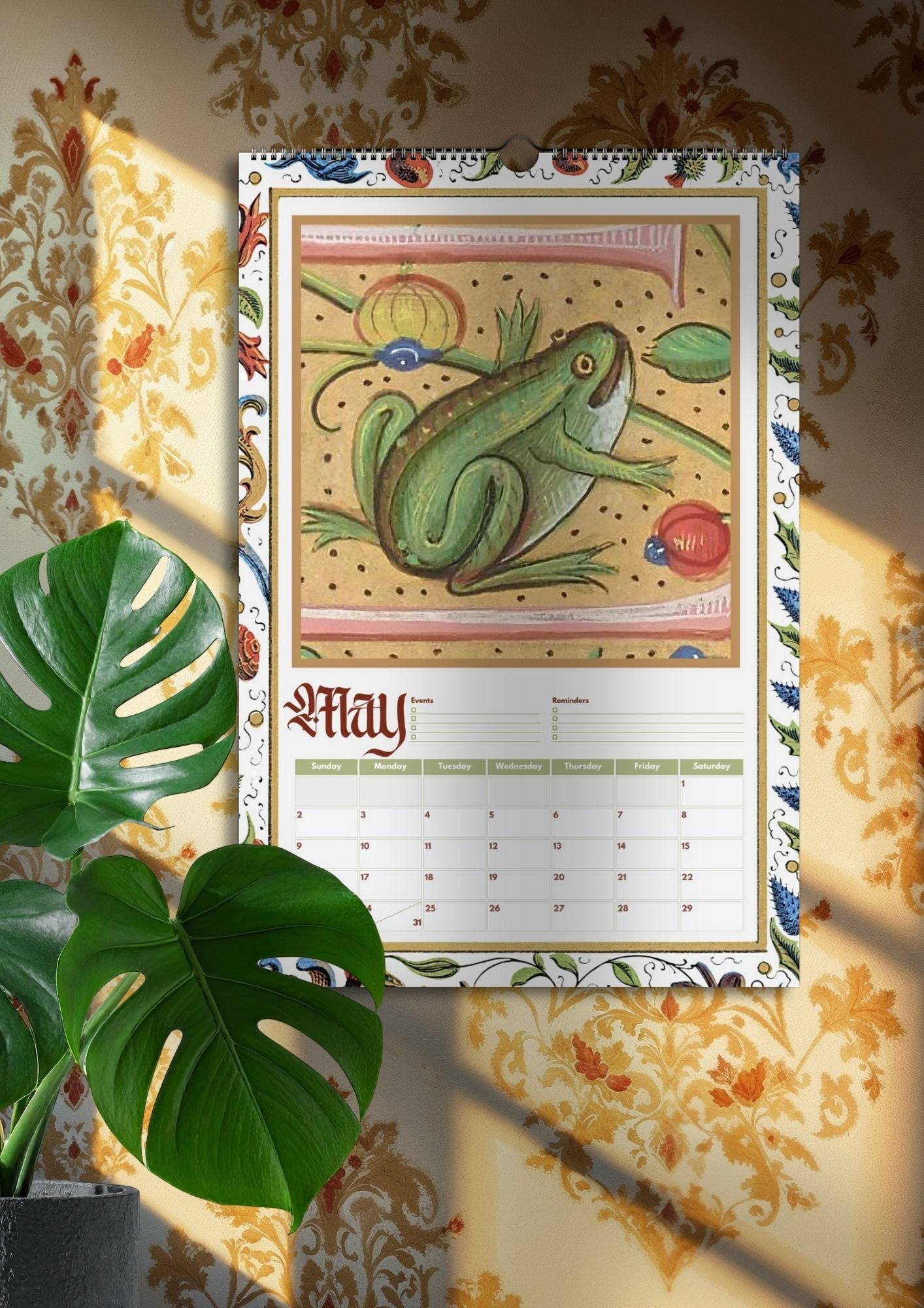 2027 Medieval Frogs Calendar, Funny Illuminated Manuscript Bird Art Planner, Creepy Marginalia oddities & curiosities Novelty Gift