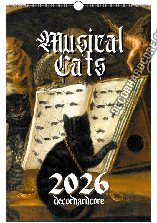 2026 Musical Cats Wall Calendar - DecorhardcorePrint Material