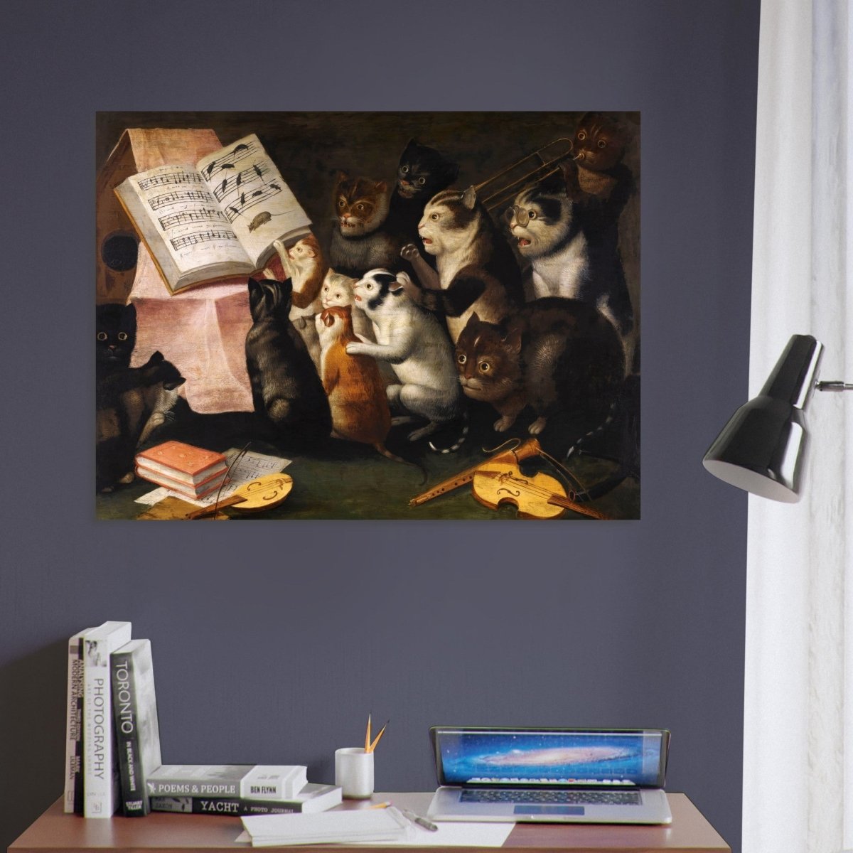 A Glaring Of Cats Making Music And Singing Flemish School circa 1700. Premium Matte Paper Poster - DecorhardcorePrint Material