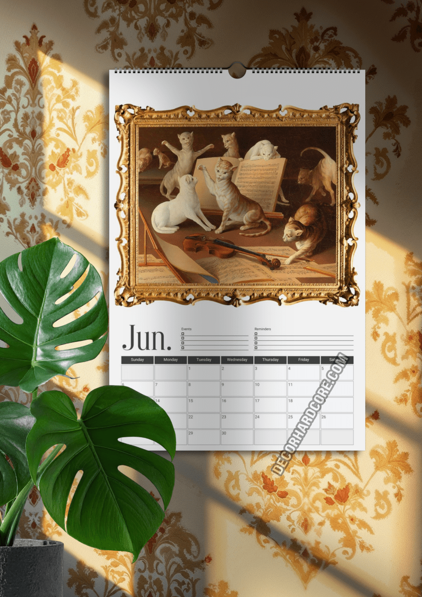 2027 Ugly Cats In Renaissance Paintings Wall Calendar - DecorhardcorePrint Material