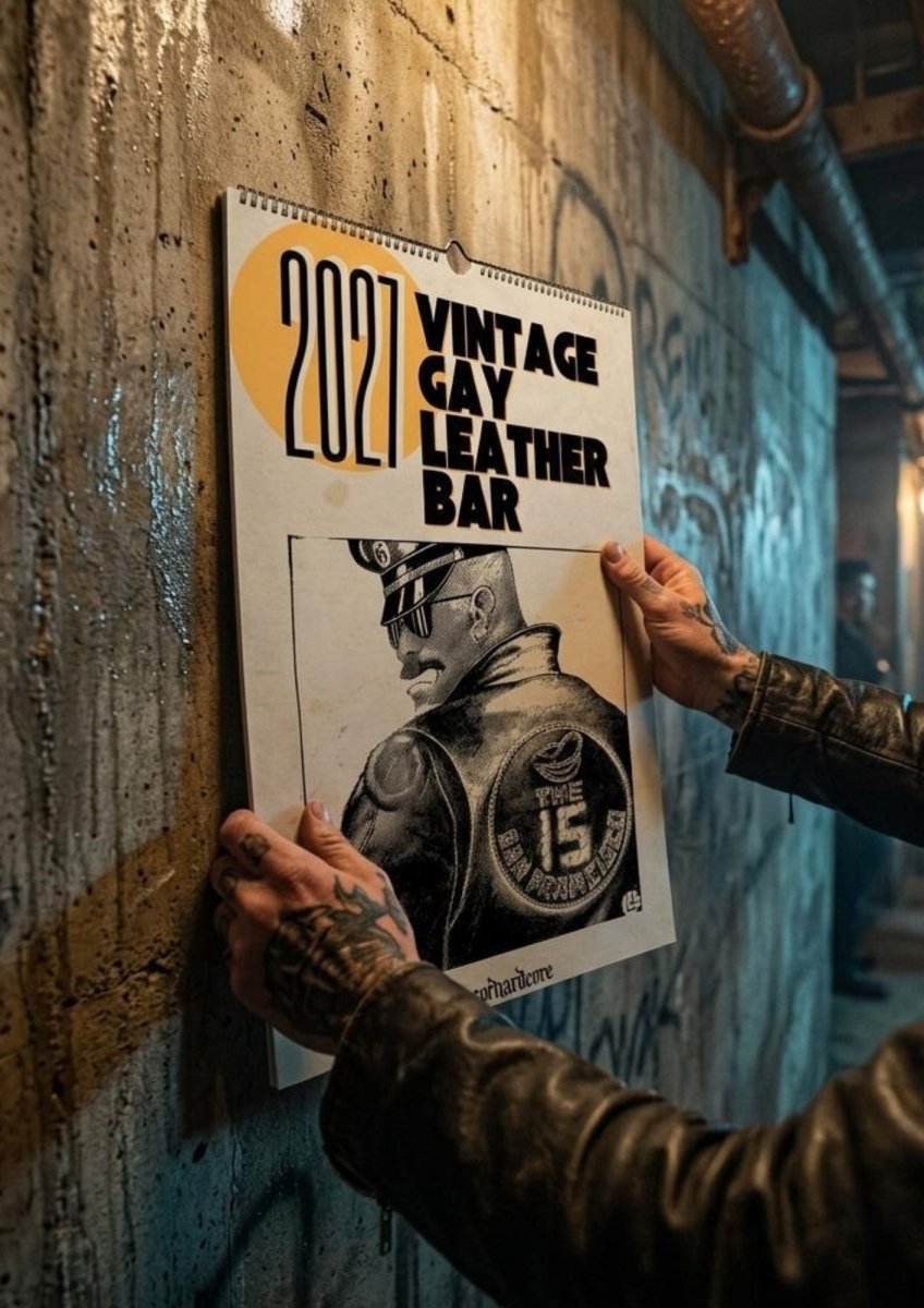 2027 Vintage Gay Leather Bars Wall Calendar - DecorhardcorePrint Material