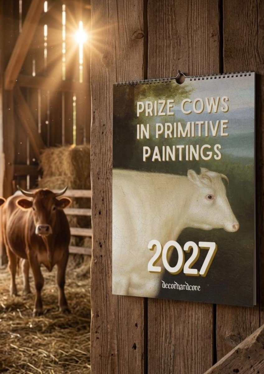 2027 Prize Cows in Primitive Paintings Wall Calendar. - DecorhardcorePrint Material