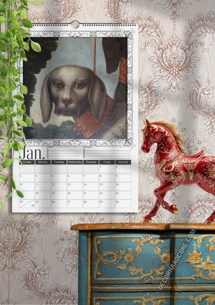 2027 Ugly Dogs In Renaissance Paintings Wall Calendar - DecorhardcoreCalendars