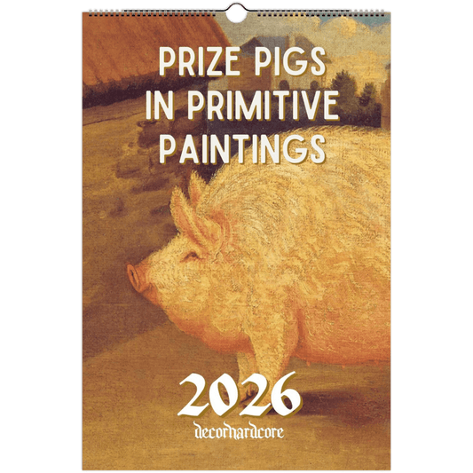 2026 Prize Pigs in Primitive Paintings Wall Calendar - DecorhardcorePrint Material