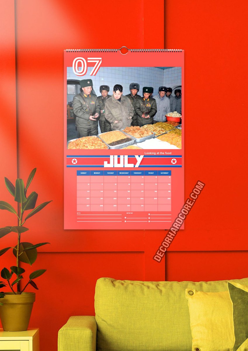 2025 Kim Jong Un Looking at Stuff Wall Calendar - DecorhardcorePrint Material