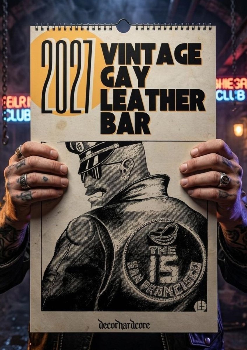 2027 Vintage Gay Leather Bars Wall Calendar - DecorhardcorePrint Material