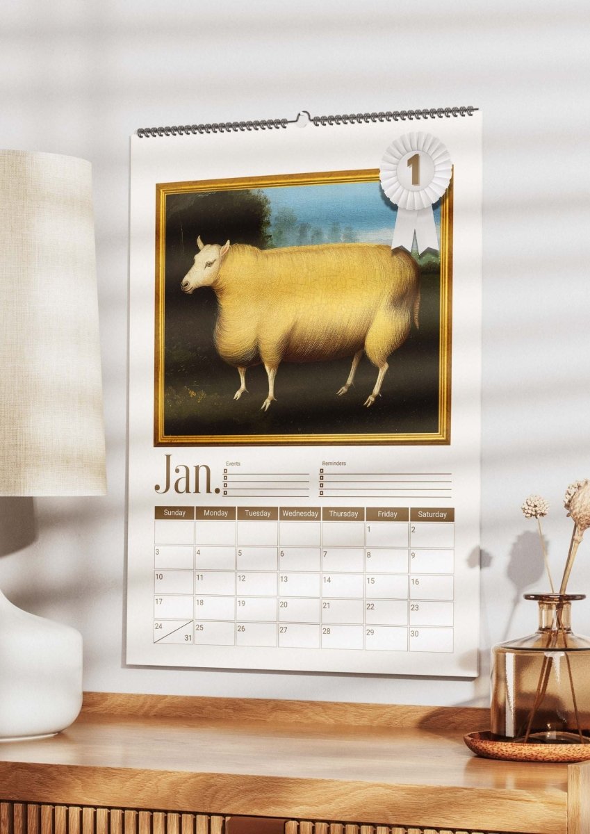 2027 Prize Sheep in Primitive Paintings Wall Calendar - DecorhardcorePrint Material