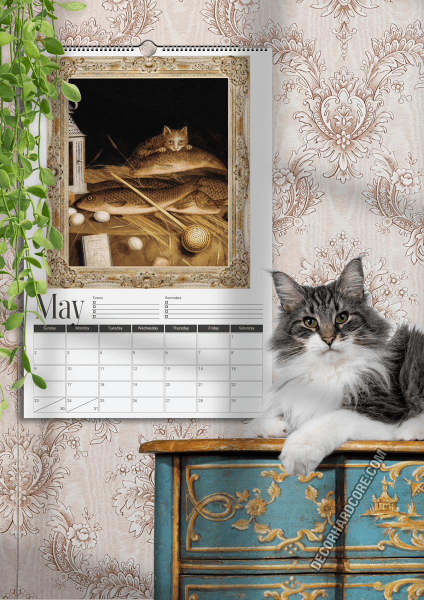 2027 Ugly Cats In Renaissance Paintings Wall Calendar - DecorhardcorePrint Material