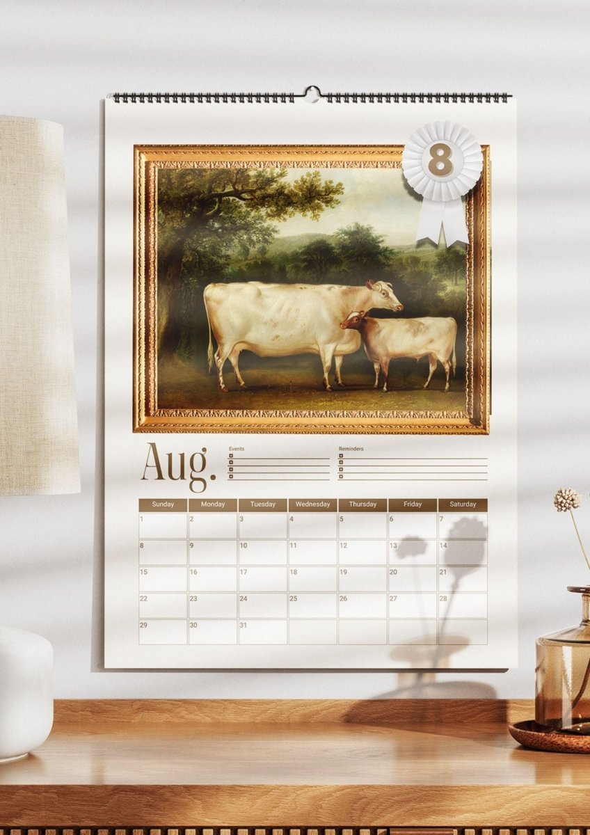 2027 Prize Cows in Primitive Paintings Wall Calendar. - DecorhardcorePrint Material