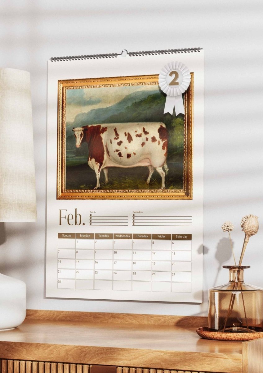 2027 Prize Cows in Primitive Paintings Wall Calendar. - DecorhardcorePrint Material