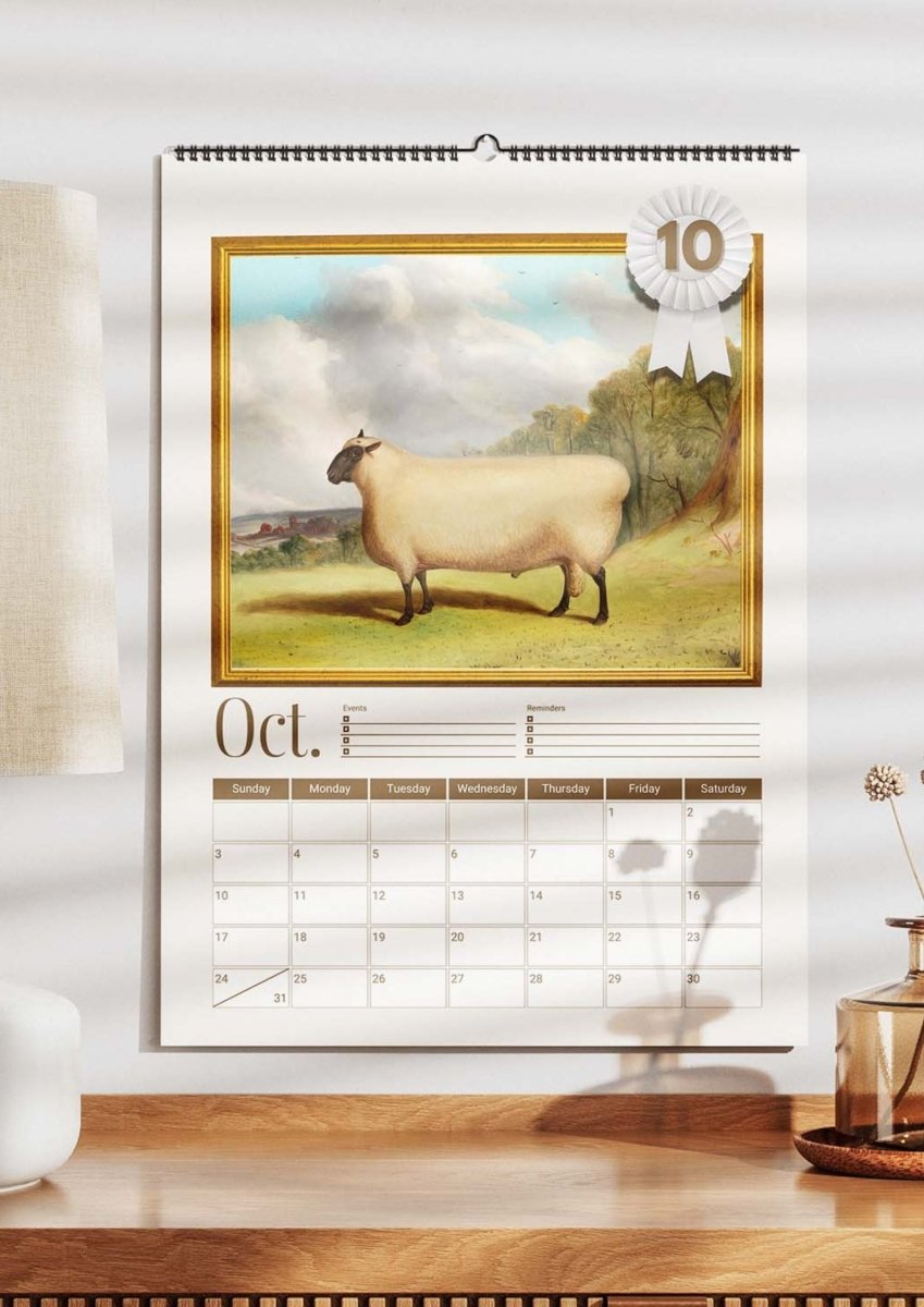 2027 Prize Sheep in Primitive Paintings Wall Calendar - DecorhardcorePrint Material