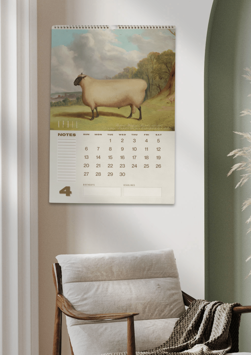 2025 Prize Sheep in Primitive Paintings Wall Calendar - DecorhardcorePrint Material