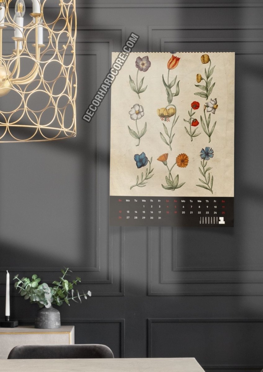 2025 Medieval Flora Wall Calendar - DecorhardcorePrint Material