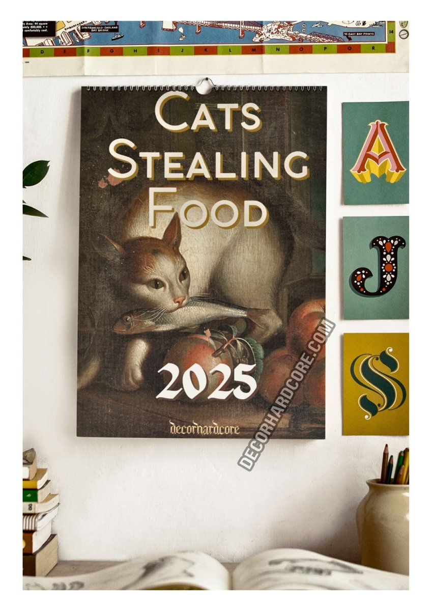 2025 Cats Stealing Food Wall Calendar - DecorhardcorePrint Material