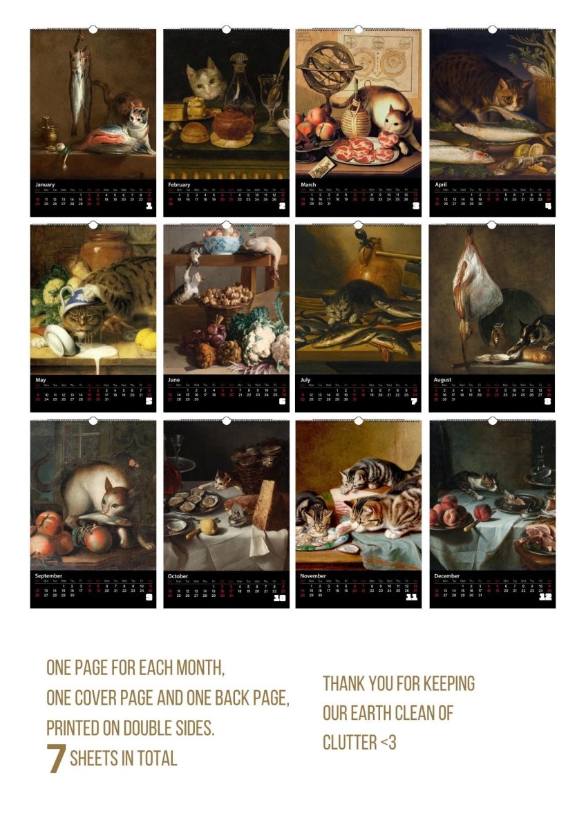 2027 Cats Stealing Food Wall Calendar - DecorhardcorePrint Material