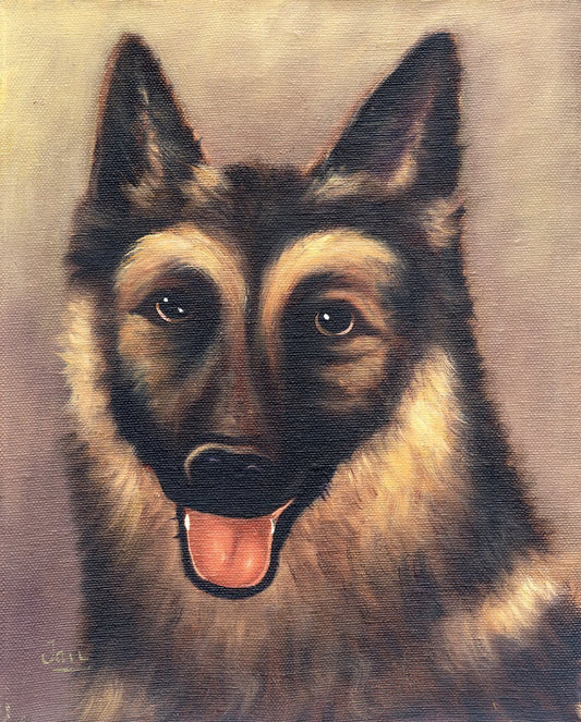 Cursed German Shepherd Portrait Painting Print - Decorhardcore