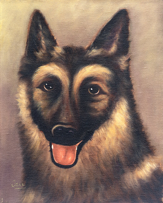 Cursed German Shepherd Portrait Painting Print