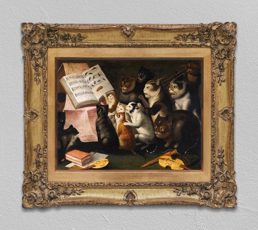 A Glaring Of Cats Making Music And Singing Flemish School circa 1700. Premium Matte Paper Poster - DecorhardcorePrint Material