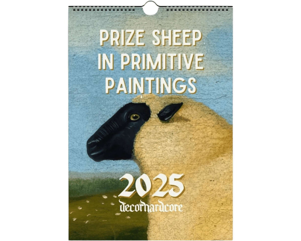 2025 Prize Sheep in Primitive Paintings Wall Calendar - DecorhardcorePrint Material