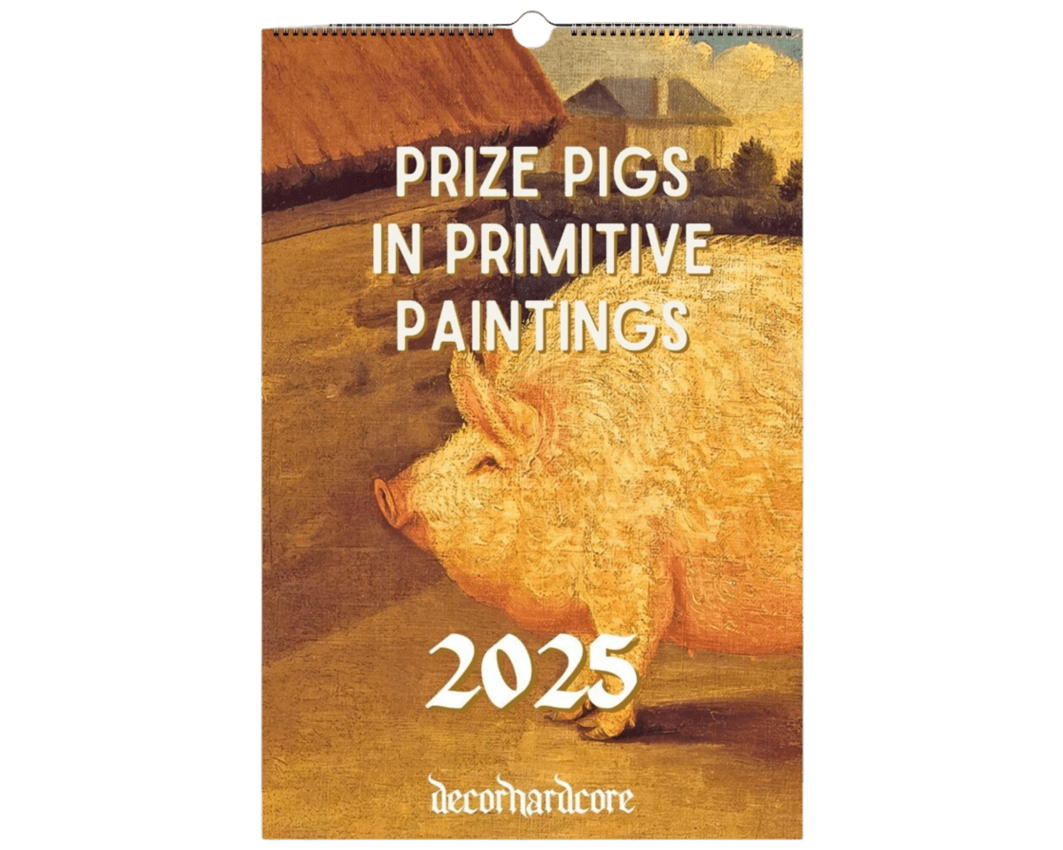 2025 Prize Pigs in Primitive Paintings Wall Calendar - DecorhardcorePrint Material