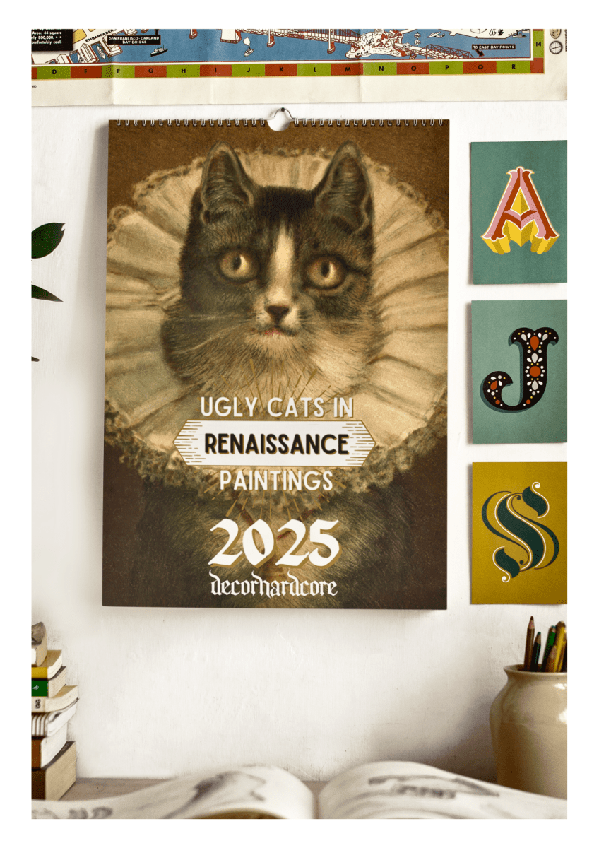 2025 Ugly Cats In Renaissance Paintings Wall Calendar - DecorhardcorePrint Material