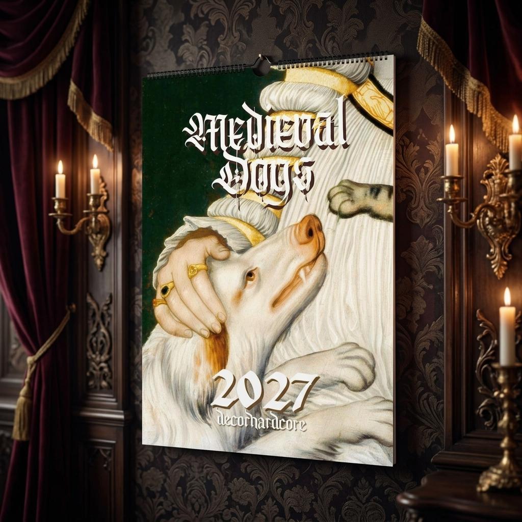 2027 Medieval Dogs Wall Calendar - DecorhardcorePrint Material