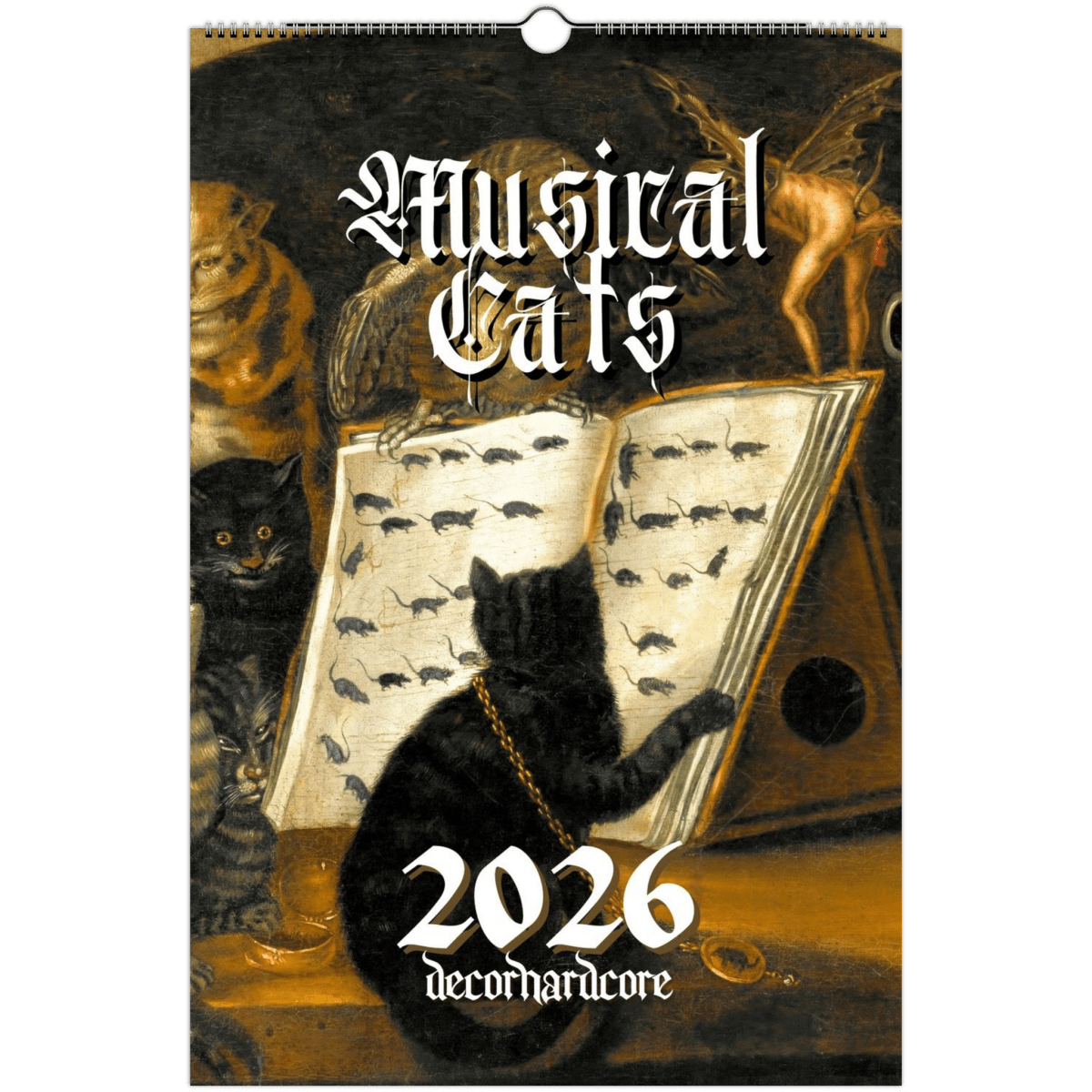 2026 Musical Cats Wall Calendar - DecorhardcorePrint Material